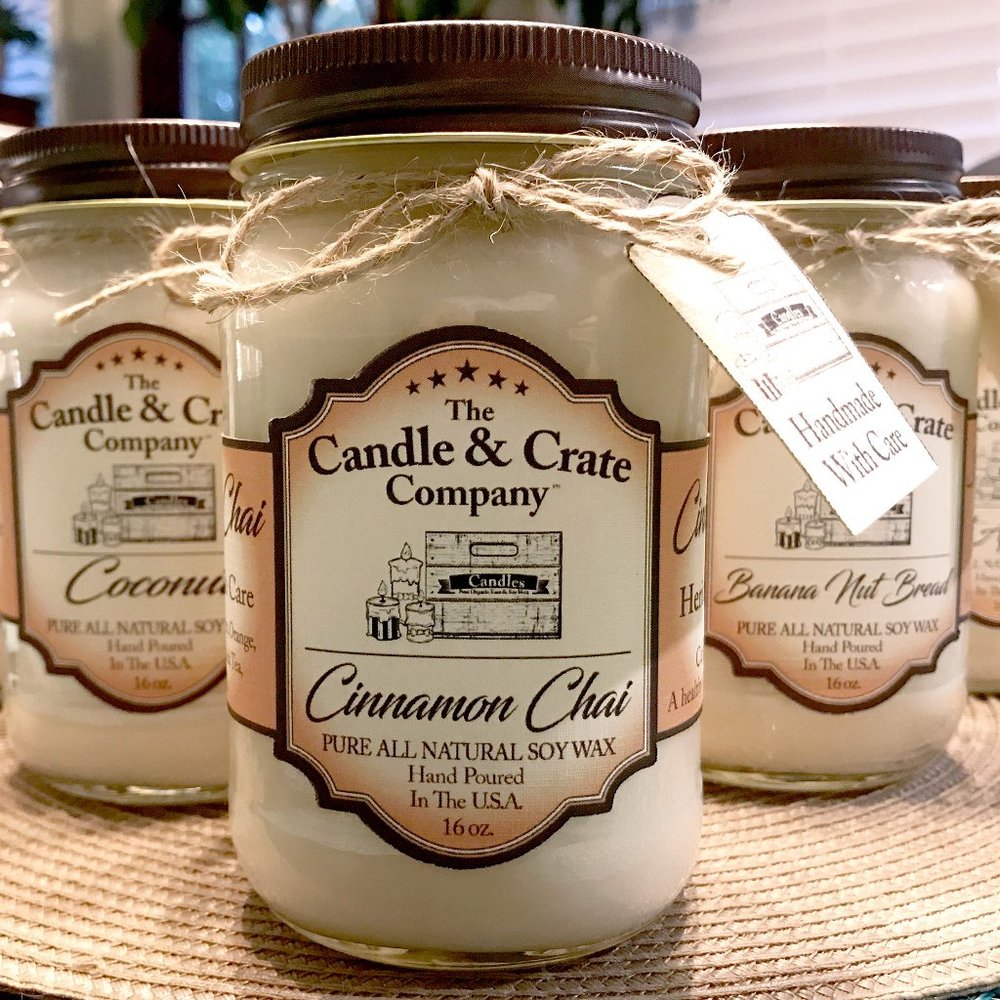 Cinnamon Chai, 16oz Mason Jar, All Natural Soy Wax Candle Handmade, Gift…